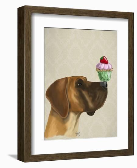 Great Dane and Cupcake-Fab Funky-Framed Art Print