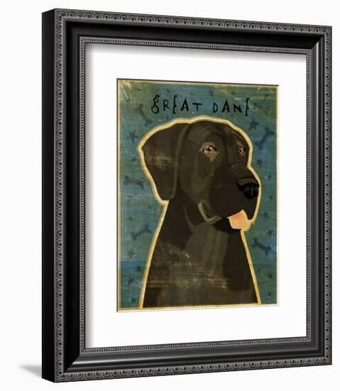 Great Dane (Black, no crop)-John W^ Golden-Framed Art Print