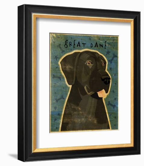 Great Dane (Black, no crop)-John W^ Golden-Framed Art Print