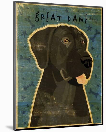 Great Dane (Black, no crop)-John W^ Golden-Mounted Art Print