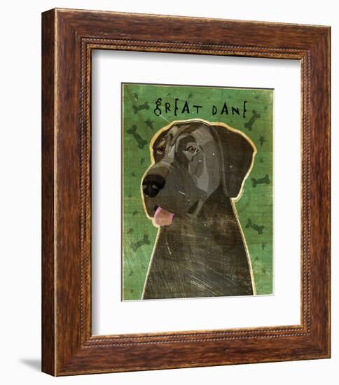 Great Dane (Blue, no crop)-John W^ Golden-Framed Art Print