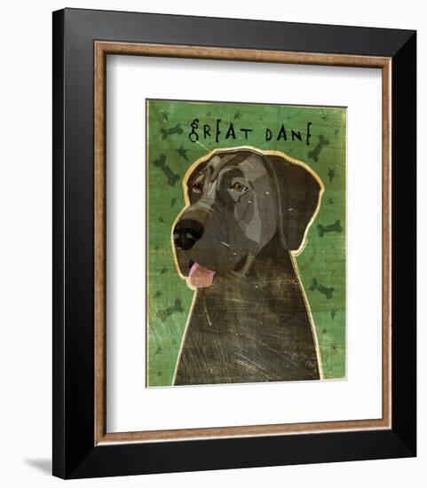 Great Dane (Blue, no crop)-John W^ Golden-Framed Art Print