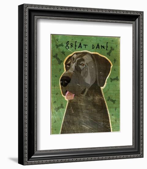 Great Dane (Blue, no crop)-John W^ Golden-Framed Art Print