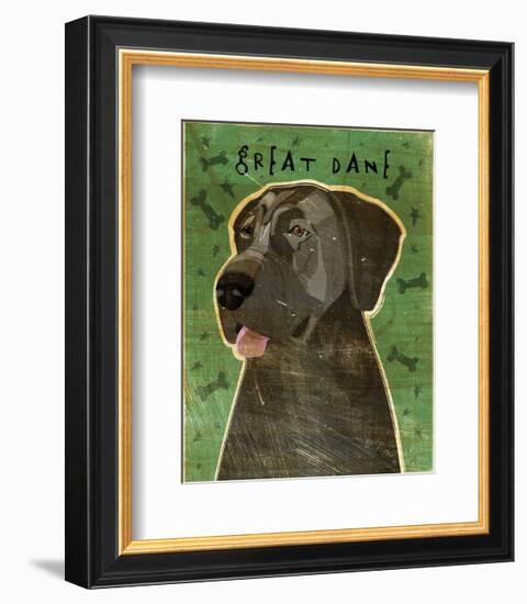 Great Dane (Blue, no crop)-John W^ Golden-Framed Art Print