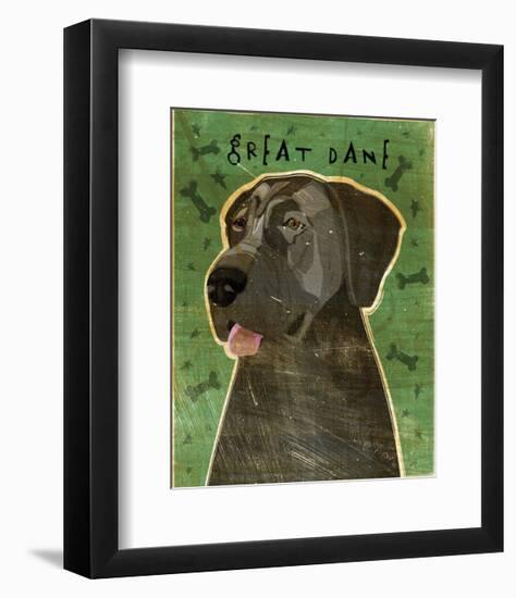 Great Dane (Blue, no crop)-John W^ Golden-Framed Art Print