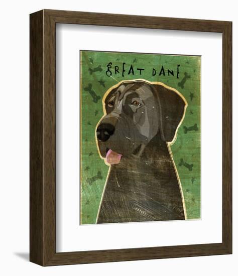 Great Dane (Blue, no crop)-John W^ Golden-Framed Art Print