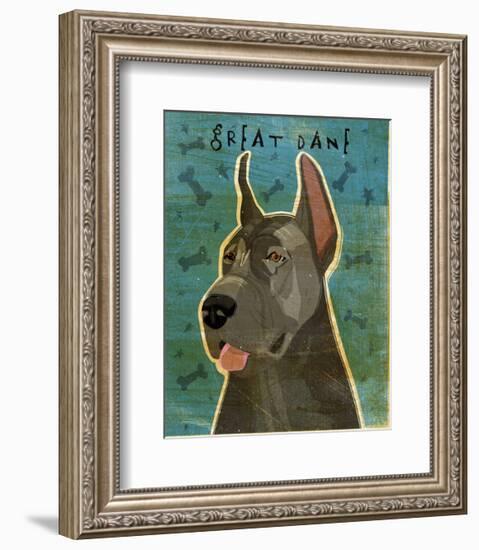 Great Dane (Blue)-John W^ Golden-Framed Art Print