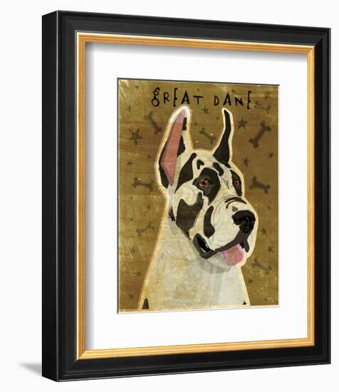 Great Dane (Harlequin)-John W^ Golden-Framed Art Print