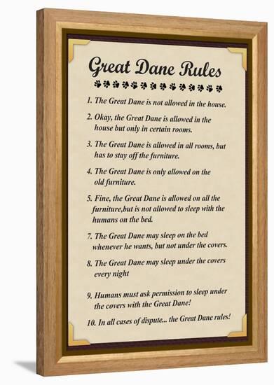 Great Dane House Rules-null-Framed Stretched Canvas