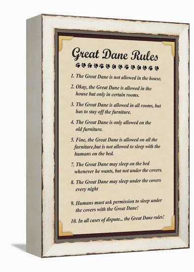 Great Dane House Rules-null-Framed Stretched Canvas