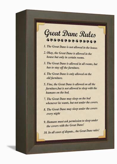 Great Dane House Rules-null-Framed Stretched Canvas