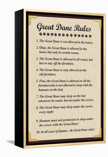 Great Dane House Rules-null-Framed Stretched Canvas
