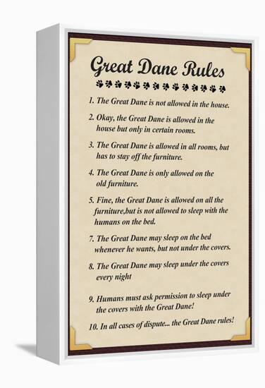 Great Dane House Rules-null-Framed Stretched Canvas