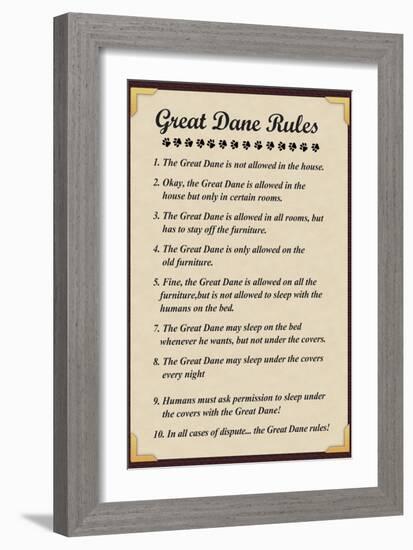 Great Dane House Rules-null-Framed Art Print