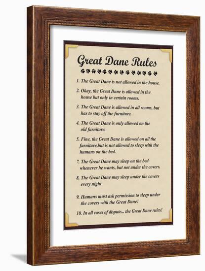Great Dane House Rules-null-Framed Art Print