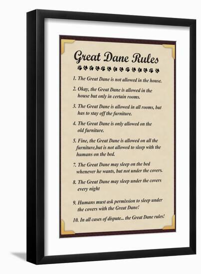 Great Dane House Rules-null-Framed Art Print