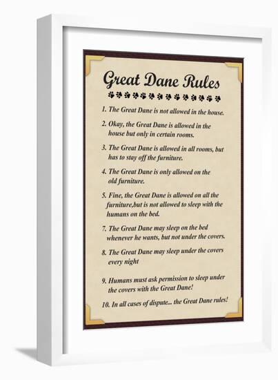 Great Dane House Rules-null-Framed Art Print