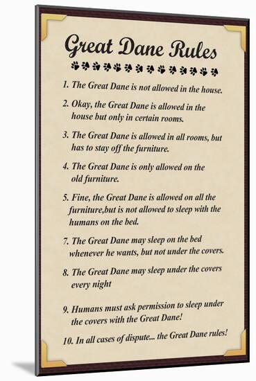 Great Dane House Rules-null-Mounted Art Print