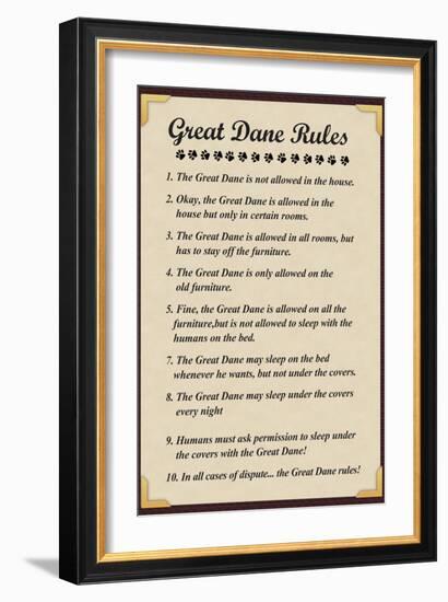 Great Dane House Rules-null-Framed Art Print