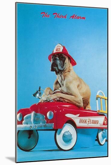 Great Dane in Toy Fire Wagon, Third Alarm-null-Mounted Art Print