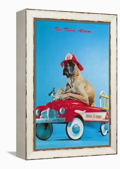 Great Dane in Toy Fire Wagon, Third Alarm-null-Framed Stretched Canvas