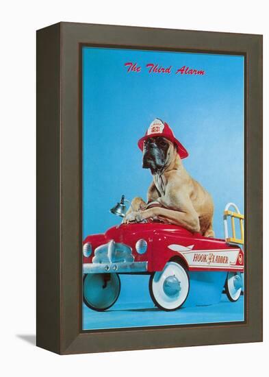 Great Dane in Toy Fire Wagon, Third Alarm-null-Framed Stretched Canvas