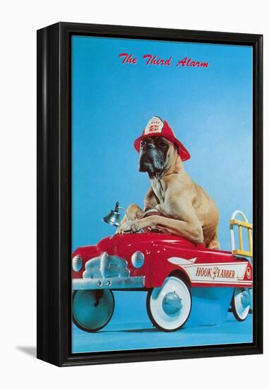 Great Dane in Toy Fire Wagon, Third Alarm-null-Framed Stretched Canvas