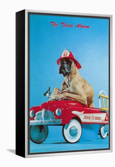 Great Dane in Toy Fire Wagon, Third Alarm-null-Framed Stretched Canvas