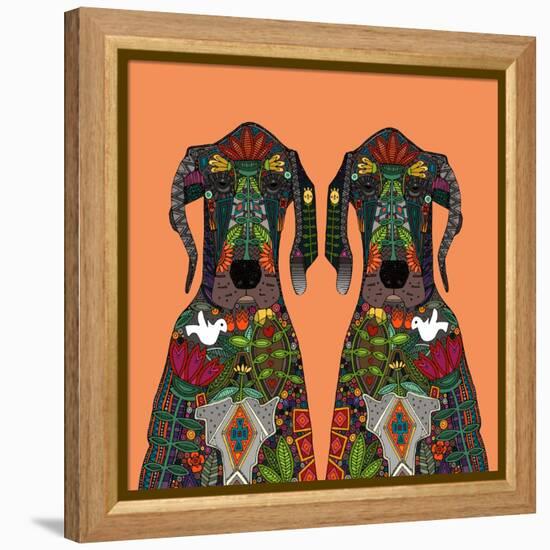 Great Dane Love Tangerine-Sharon Turner-Framed Stretched Canvas