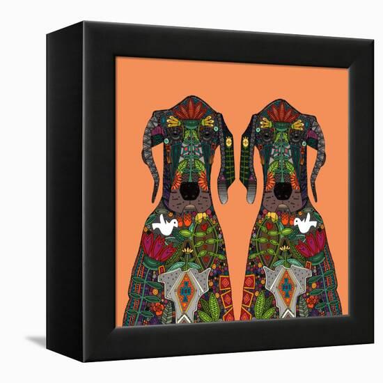 Great Dane Love Tangerine-Sharon Turner-Framed Stretched Canvas