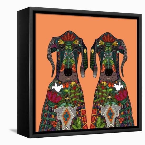 Great Dane Love Tangerine-Sharon Turner-Framed Stretched Canvas