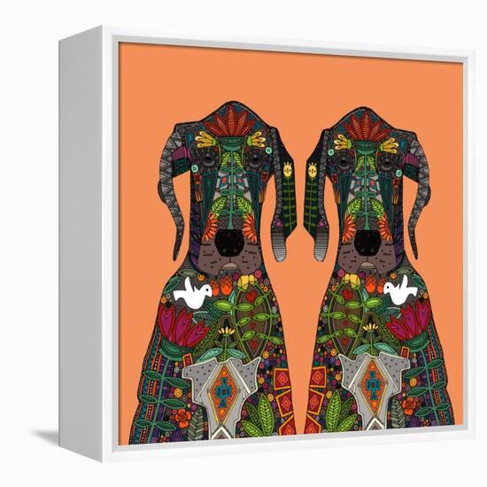 Great Dane Love Tangerine-Sharon Turner-Framed Stretched Canvas