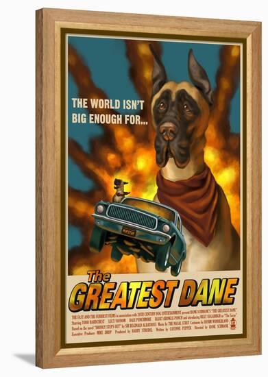 Great Dane - Retro Movie Ad-Lantern Press-Framed Stretched Canvas