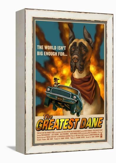 Great Dane - Retro Movie Ad-Lantern Press-Framed Stretched Canvas