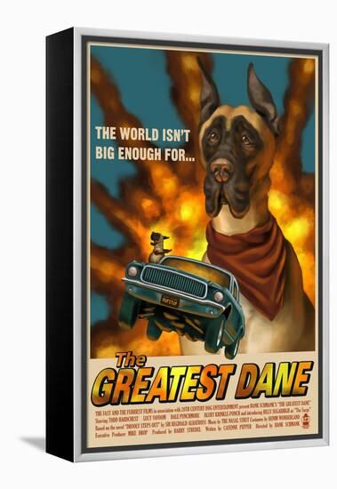 Great Dane - Retro Movie Ad-Lantern Press-Framed Stretched Canvas