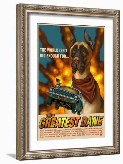 Great Dane - Retro Movie Ad-Lantern Press-Framed Art Print