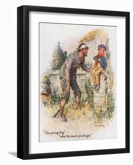 Great Expectations, Pip Encounters the Convict in the Churchyard-Charles Edmund Brock-Framed Giclee Print