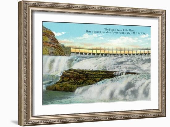 Great Falls, MT, View of Falls, Chicago-Milwaukee-Saint Paul RR Main Power Plant-Lantern Press-Framed Premium Giclee Print
