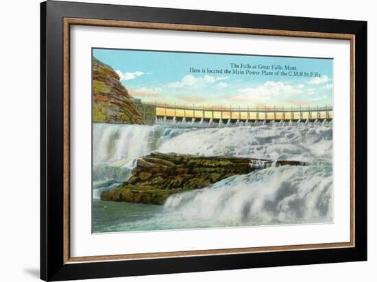 Great Falls, MT, View of Falls, Chicago-Milwaukee-Saint Paul RR Main Power Plant-Lantern Press-Framed Premium Giclee Print