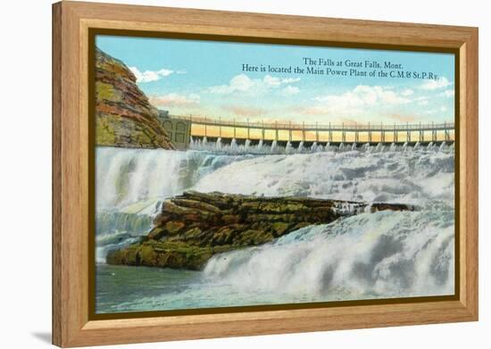 Great Falls, MT, View of Falls, Chicago-Milwaukee-Saint Paul RR Main Power Plant-Lantern Press-Framed Stretched Canvas