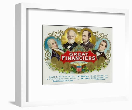 Great Financiers Brand Cigar Box Label-Lantern Press-Framed Art Print