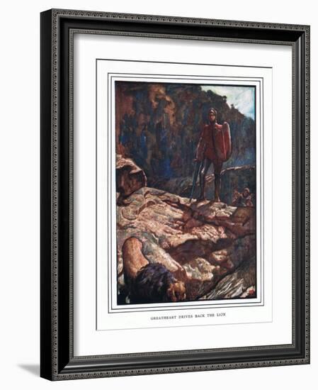 Great-Heart Drives Back the Lion-John Byam Liston Shaw-Framed Giclee Print