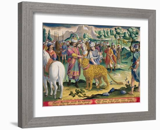 Great King of the Parthians Hunts, Plate 9 Venationes Ferarum, Avium, Piscium-Jan van der Straet-Framed Giclee Print