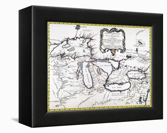 Great Lakes Map, 1755-null-Framed Premier Image Canvas