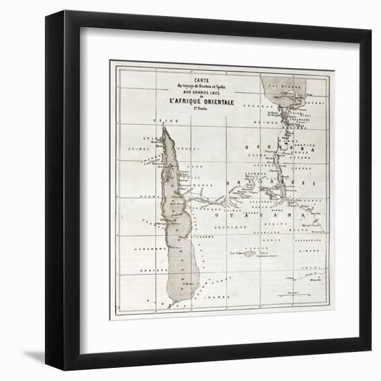 Great Lakes Region Old Map, Eastern Africa-marzolino-Framed Art Print