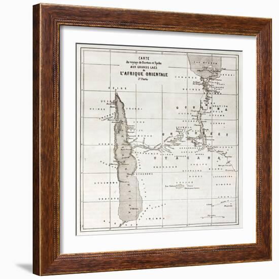 Great Lakes Region Old Map, Eastern Africa-marzolino-Framed Art Print