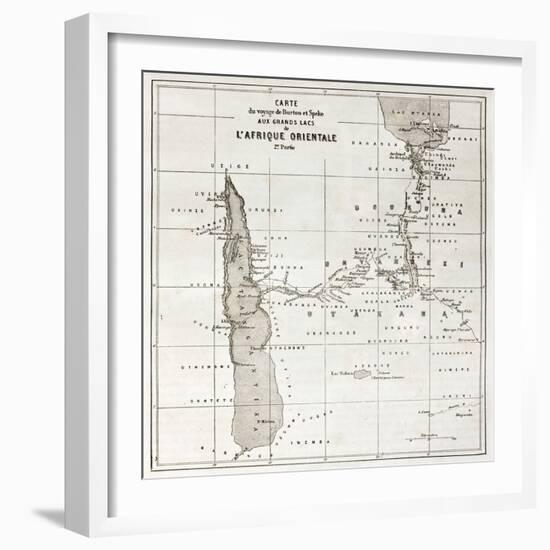 Great Lakes Region Old Map, Eastern Africa-marzolino-Framed Art Print
