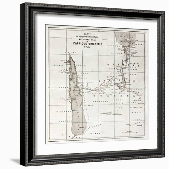 Great Lakes Region Old Map, Eastern Africa-marzolino-Framed Art Print