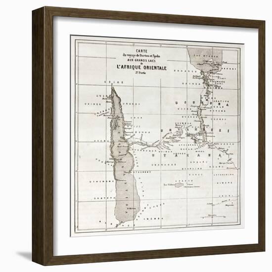 Great Lakes Region Old Map, Eastern Africa-marzolino-Framed Premium Giclee Print