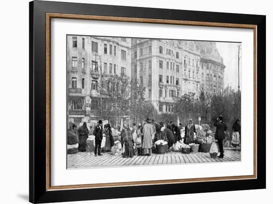 Great Market of Flowers, Budapest, Hungary, 1922-AW Cutler-Framed Giclee Print